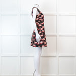 Red Valentino Black Flamingo Print Sleeveless Dress