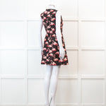 Red Valentino Black Flamingo Print Sleeveless Dress