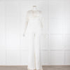Nadine Merabi White Strapless Jumpsuit With Feathered Top