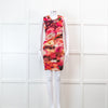 MSGM Pink Floral Mesh Ruched Mini Dress