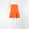 Prada Hot Orange Cotton Frill Hem Detail Skirt