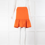 Prada Hot Orange Cotton Frill Hem Detail Skirt