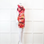 MSGM Pink Floral Mesh Ruched Mini Dress