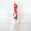 MSGM Pink Floral Mesh Ruched Mini Dress