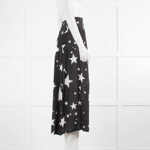 Rixo Black Ivory Star Print Long Skirt