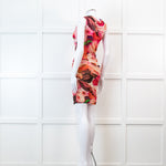 MSGM Pink Floral Mesh Ruched Mini Dress