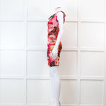 MSGM Pink Floral Mesh Ruched Mini Dress