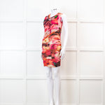 MSGM Pink Floral Mesh Ruched Mini Dress
