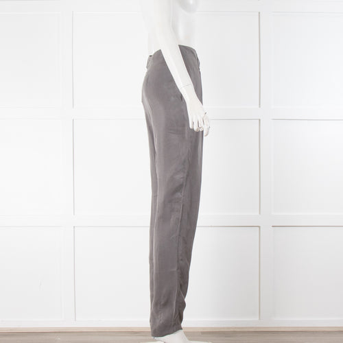 Emporio Armani Grey Pleated Silk Trousers