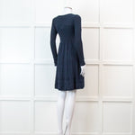 Missoni Blue Long Sleeve Knit V Neck Mini Dress