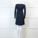 Missoni Blue Long Sleeve Knit V Neck Mini Dress