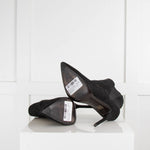Stuart Weitzman Black Shine Look Pointed Toe Heeled Booties