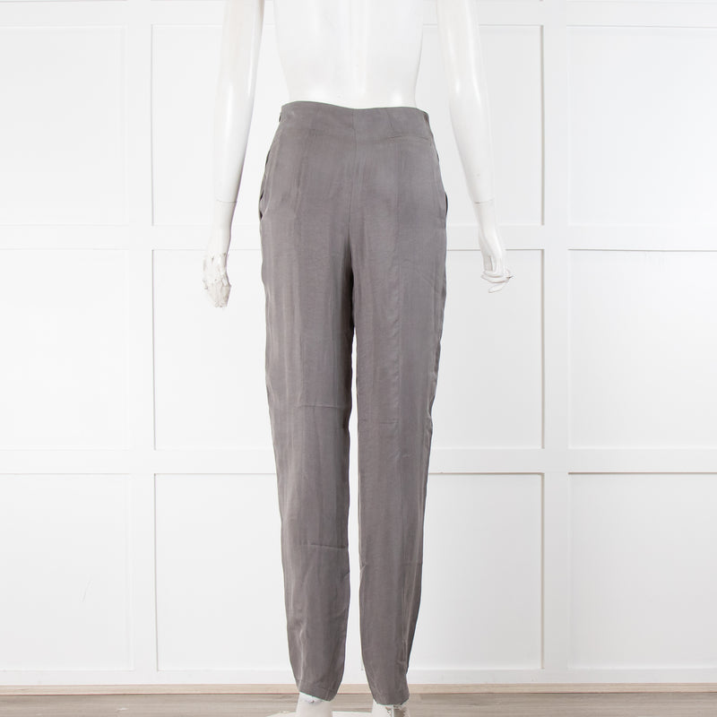 Emporio Armani Grey Pleated Silk Trousers