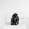 Chanel Black Lambskin Quilted Chain Top Handle Flap Bag