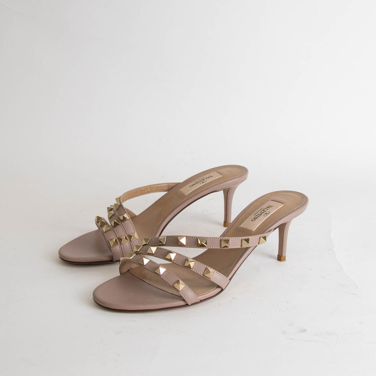 Valentino Rockstud Nude Asymmetrical Studded Sandal