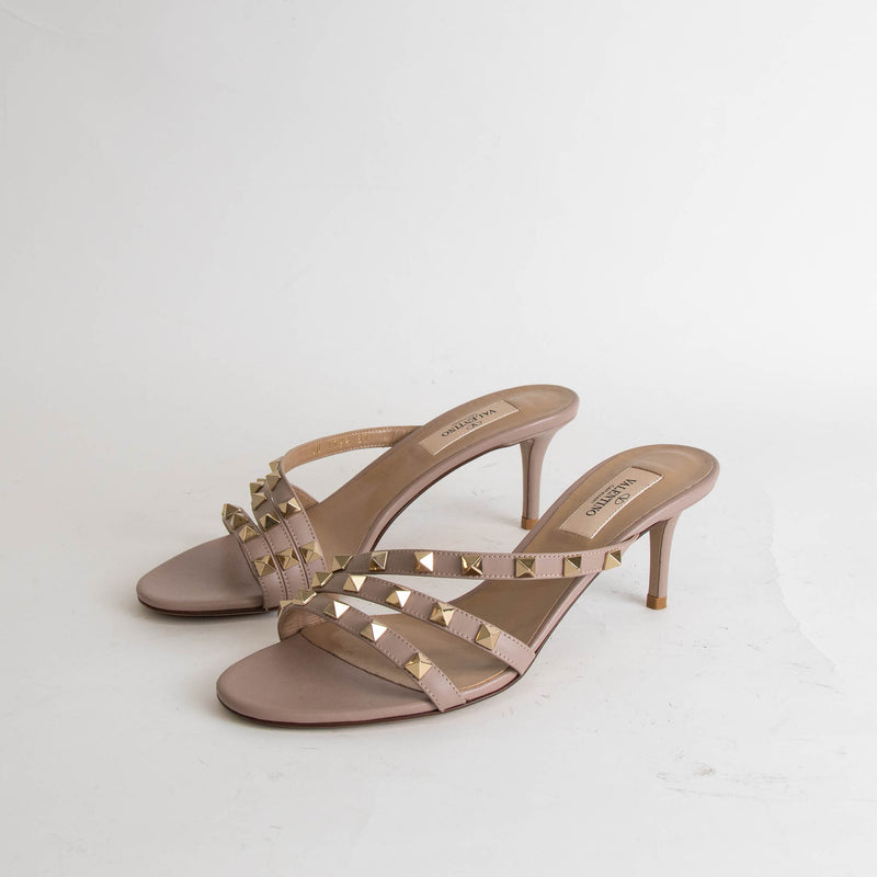 Valentino Rockstud Nude Asymmetrical Studded Sandal