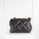 Chanel Black Lambskin Quilted Chain Top Handle Flap Bag