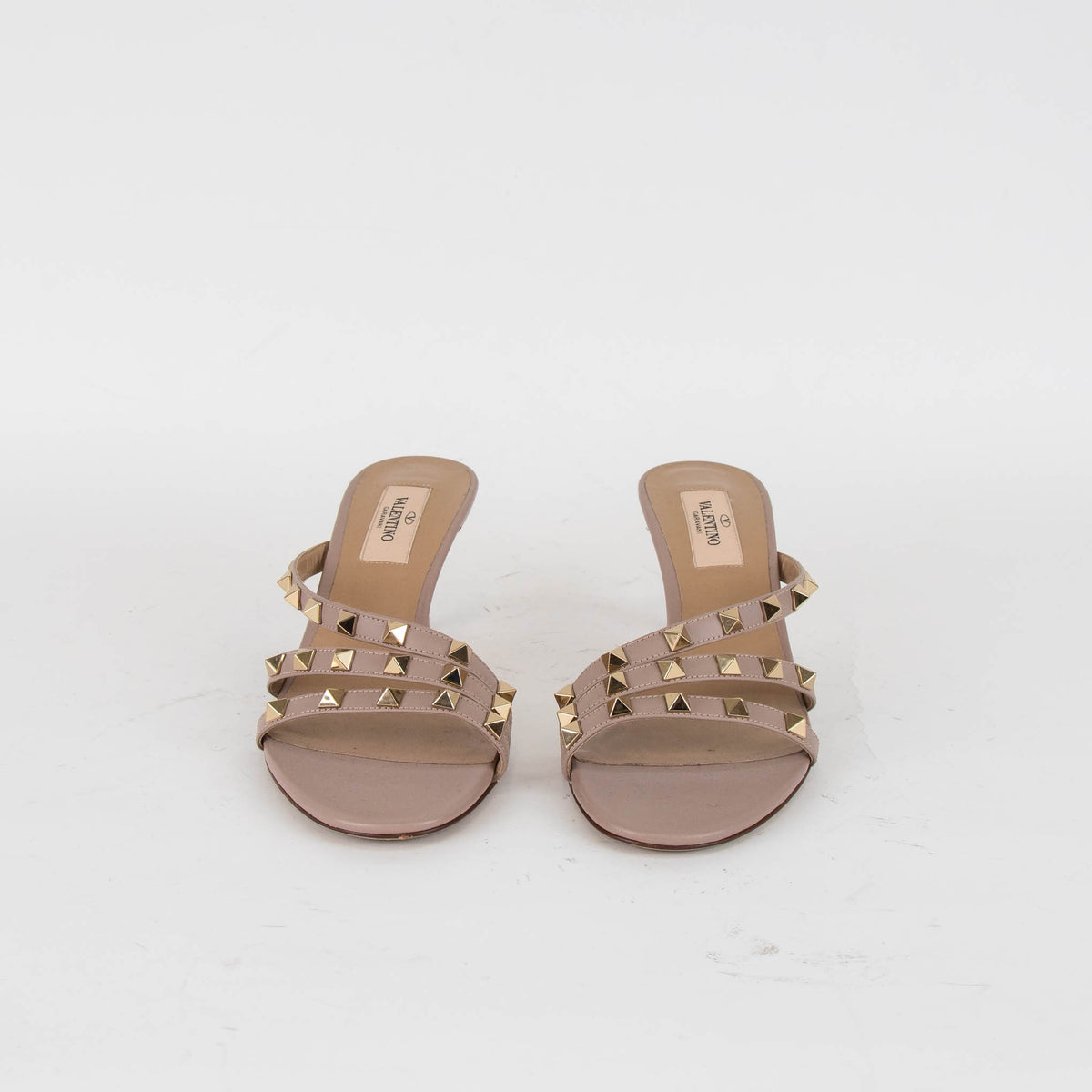 Valentino Rockstud Nude Asymmetrical Studded Sandal