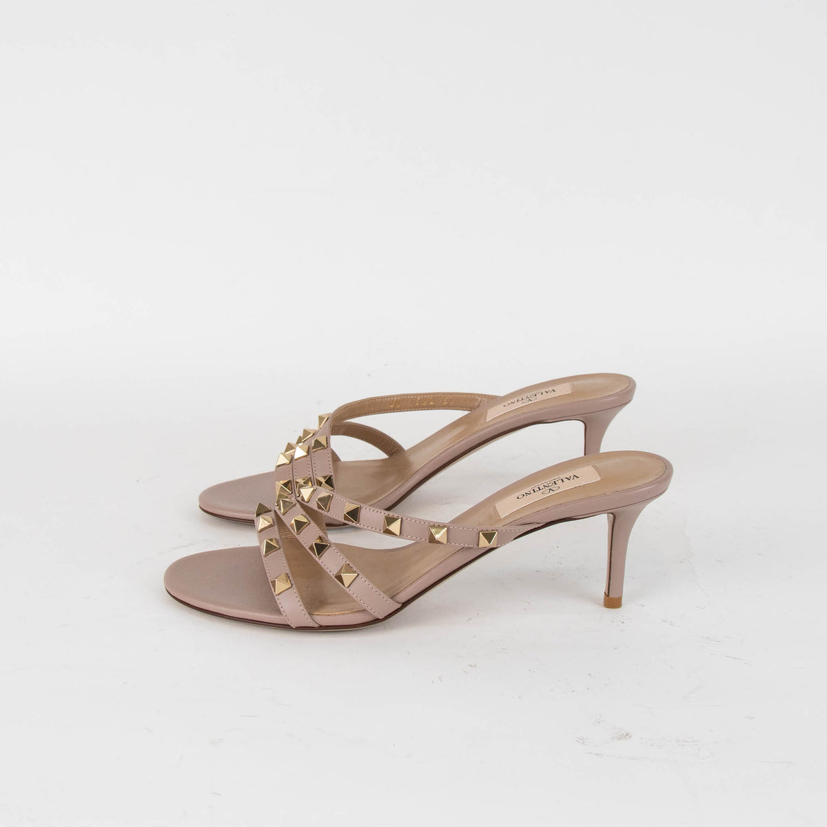 Valentino Rockstud Nude Asymmetrical Studded Sandal