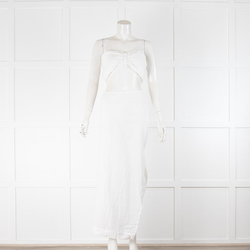 Natalie Rolt White Linen Scalloped Skirt and Bandeau Top