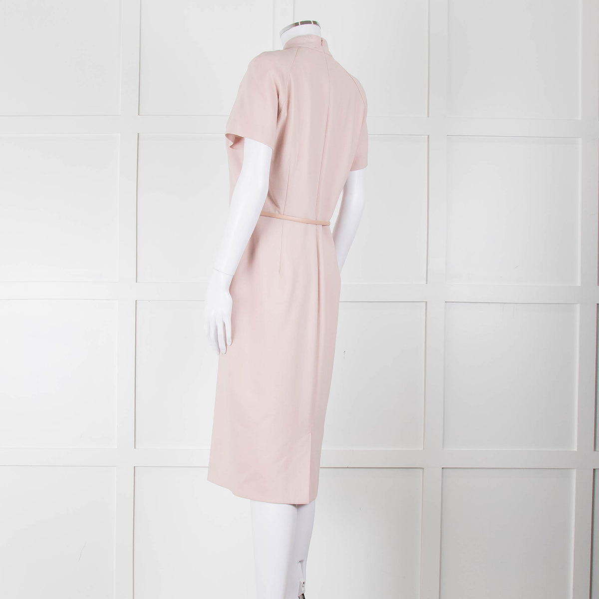 Max Mara Dusty Pink Short Sleeve Leather Belt Dress