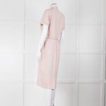 Max Mara Dusty Pink Short Sleeve Leather Belt Dress