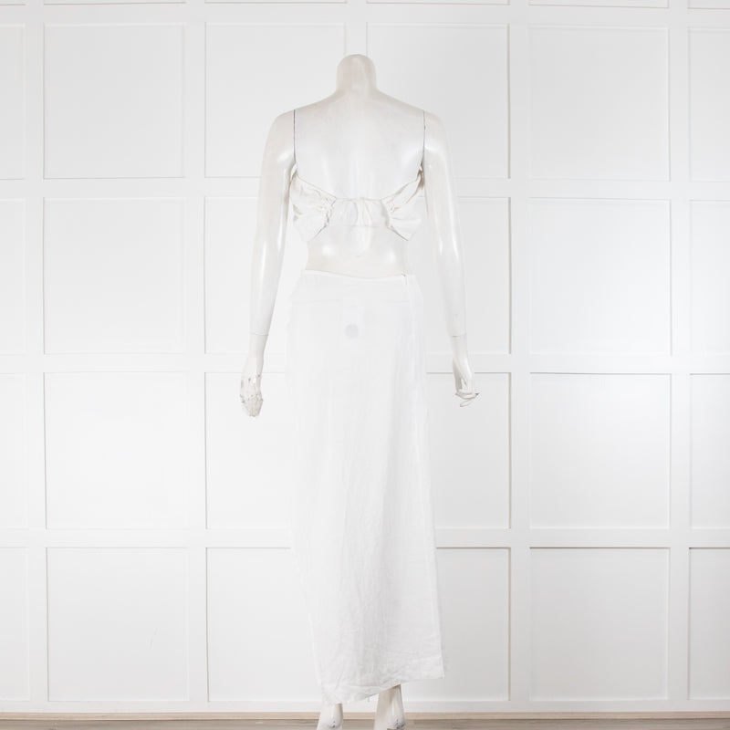 Natalie Rolt White Linen Scalloped Skirt and Bandeau Top