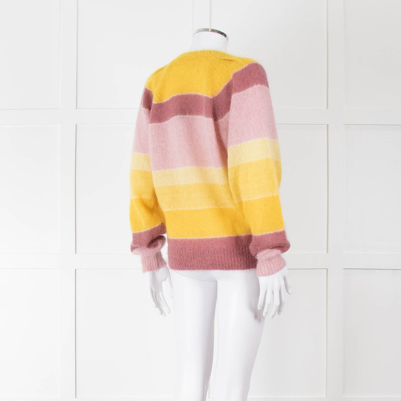 Isabel Marant Etoile Purple and Yellow Stripe Mohair Jumper