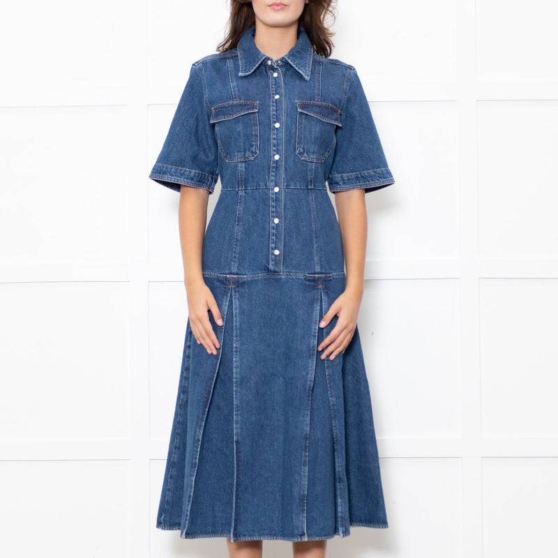Wales Bonner Dark Denim Saint Katherine Shirt Dress