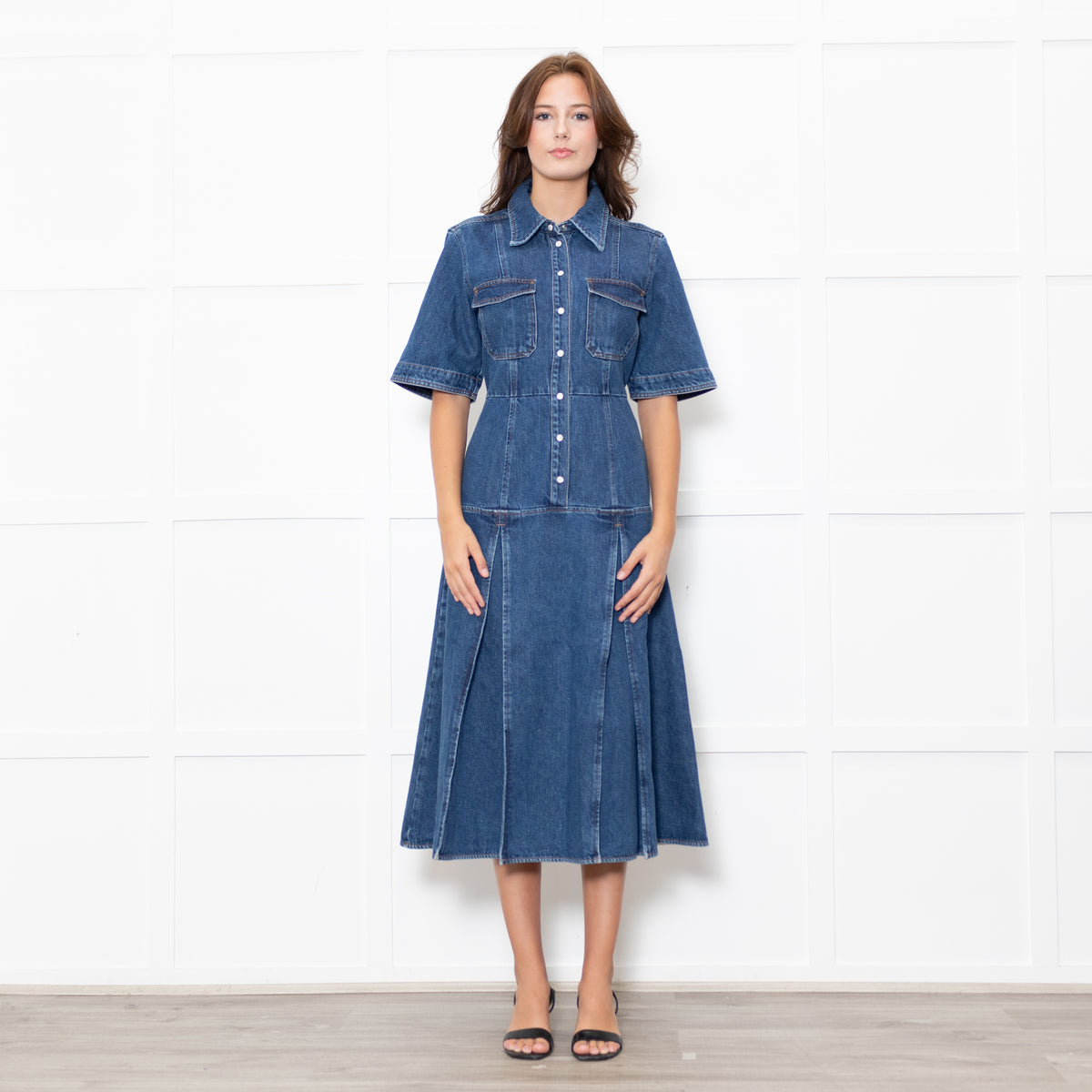 Wales Bonner Dark Denim Saint Katherine Shirt Dress