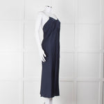 BA & SH Navy Blue Silver Diamante Chain Detail Slip Dress