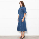 Wales Bonner Dark Denim Saint Katherine Shirt Dress