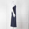 BA & SH Navy Blue Silver Diamante Chain Detail Slip Dress