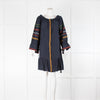 Ancient Kallos Navy Blue Linen Wide Sleeve Tunic Dress