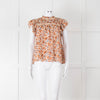 Ulla Johnson Beige Tan Floral Cotton Frill Trim Smock Top