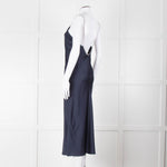 BA & SH Navy Blue Silver Diamante Chain Detail Slip Dress
