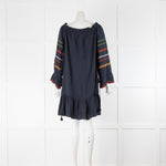 Ancient Kallos Navy Blue Linen Wide Sleeve Tunic Dress