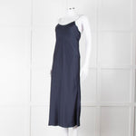 BA & SH Navy Blue Silver Diamante Chain Detail Slip Dress