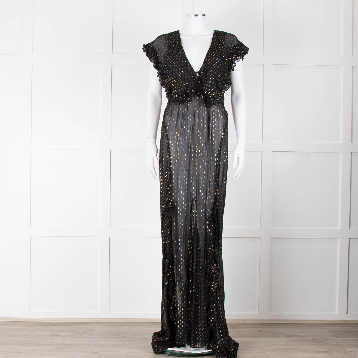 Rat & Boa Black Gold Fleck Sheer Maxi Dress