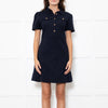 Me + Em Navy Short Sleeve Dress With Gold Buttons
