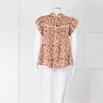Ulla Johnson Beige Tan Floral Cotton Frill Trim Smock Top