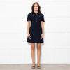 Me + Em Navy Short Sleeve Dress With Gold Buttons