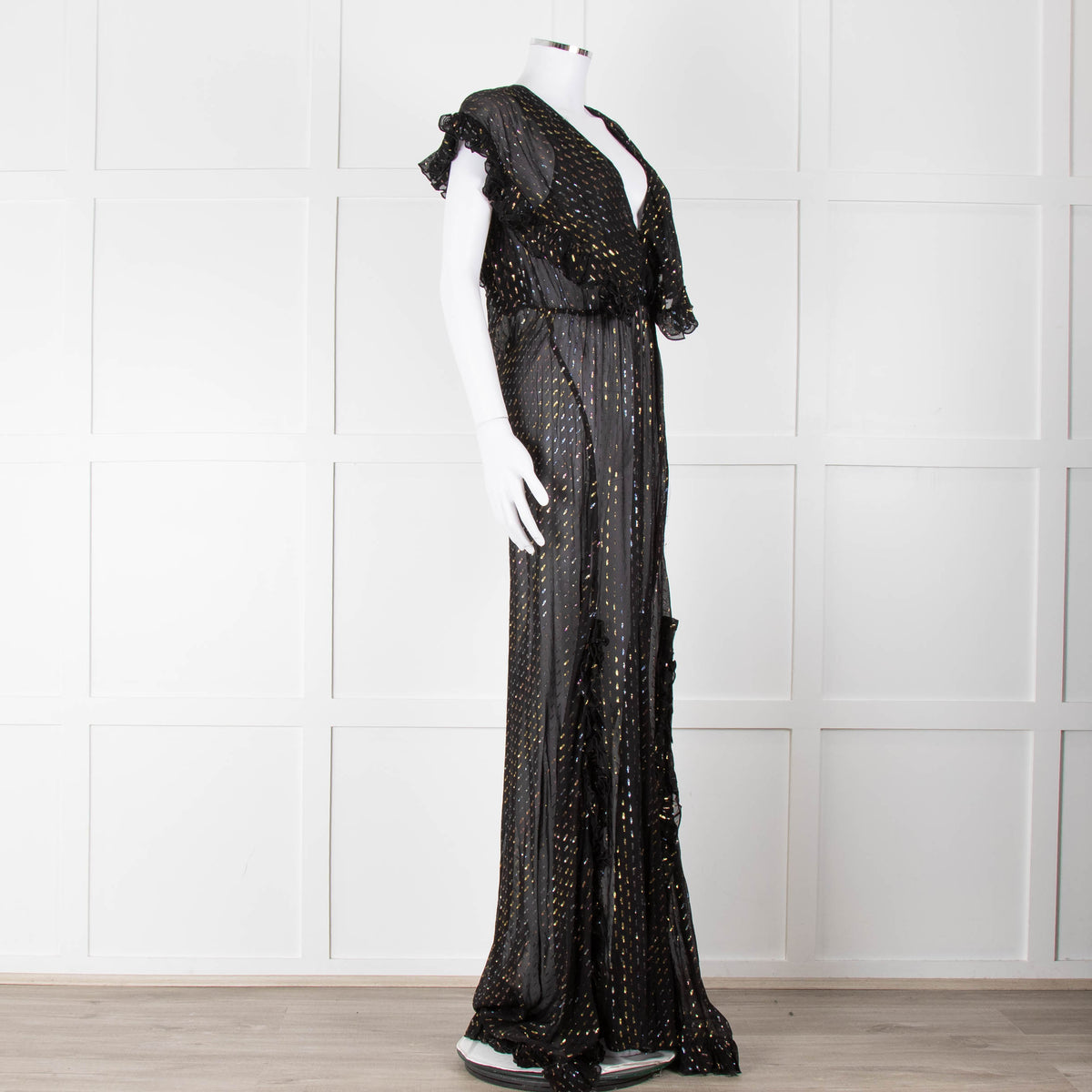 Rat & Boa Black Gold Fleck Sheer Maxi Dress