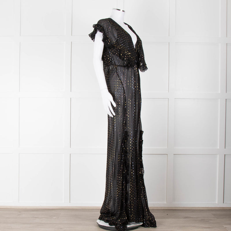 Rat & Boa Black Gold Fleck Sheer Maxi Dress