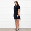 Me + Em Navy Short Sleeve Dress With Gold Buttons
