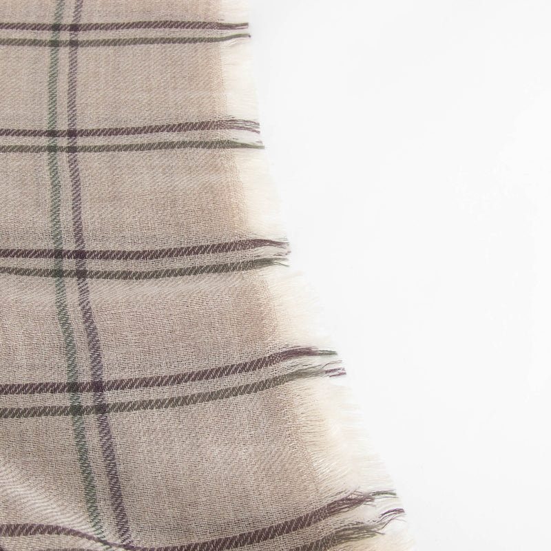 Loro Piana Beige Cashmere Check Scarf