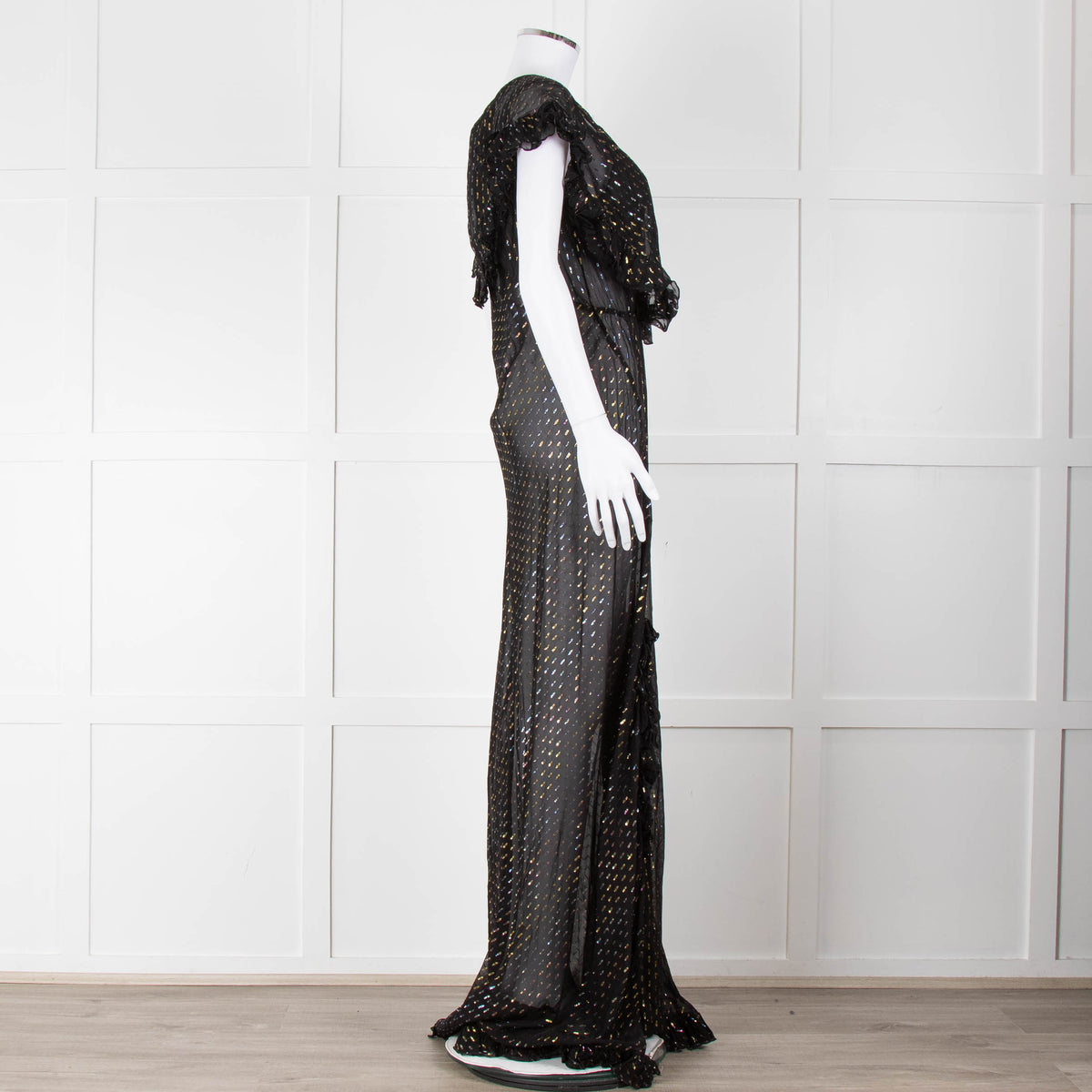 Rat & Boa Black Gold Fleck Sheer Maxi Dress
