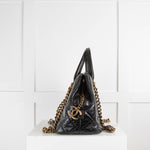 Chanel Black Quilted Gold Hardware Calfskin Bowling Bag