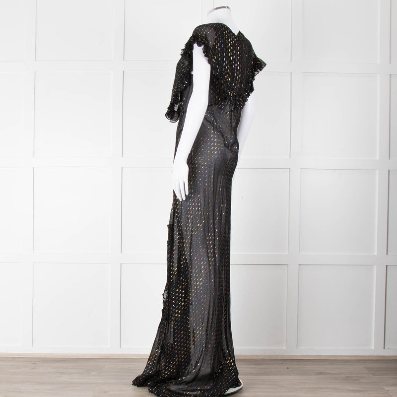 Rat & Boa Black Gold Fleck Sheer Maxi Dress