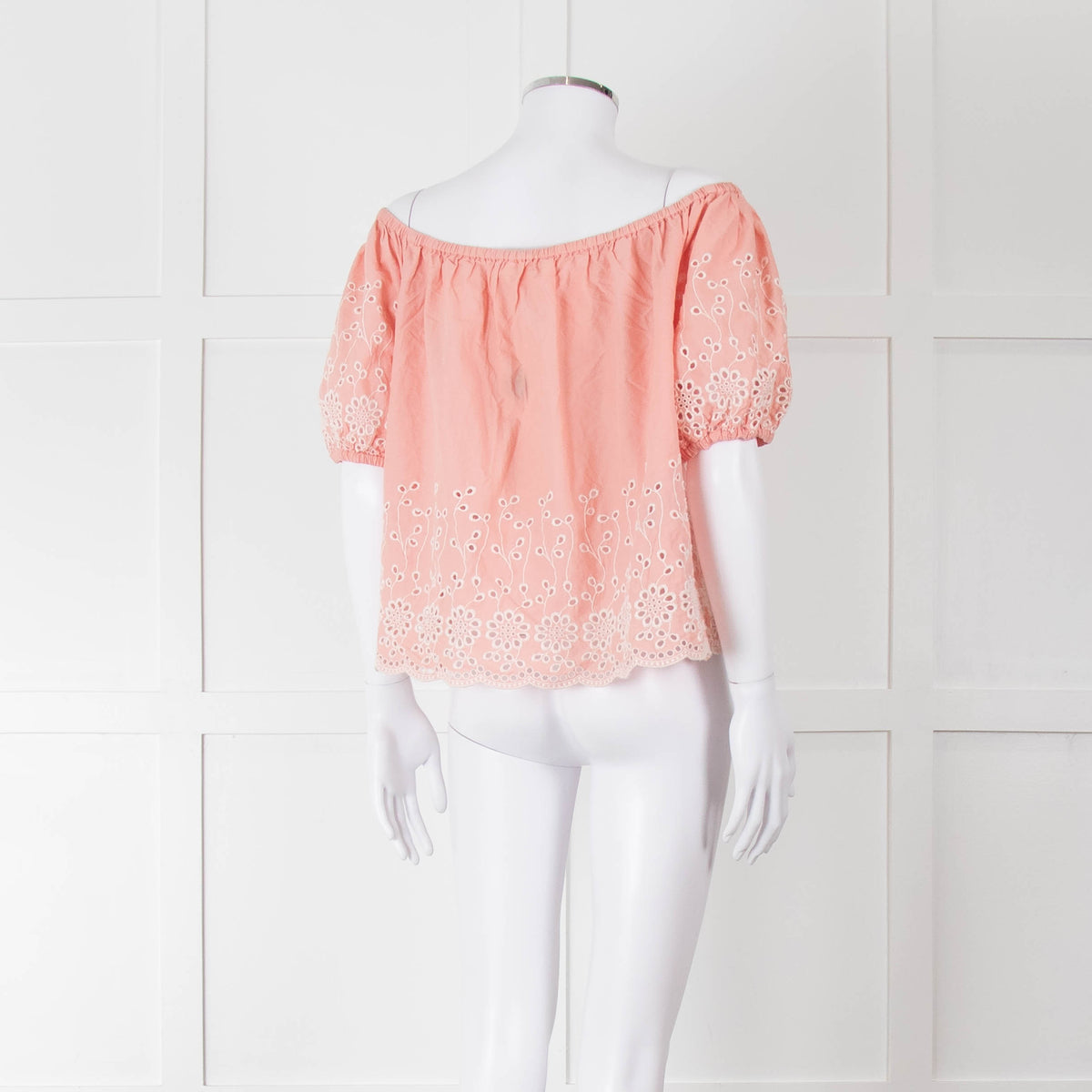 See By Chloe Blush Pink Broderie Off The Shoulder Top